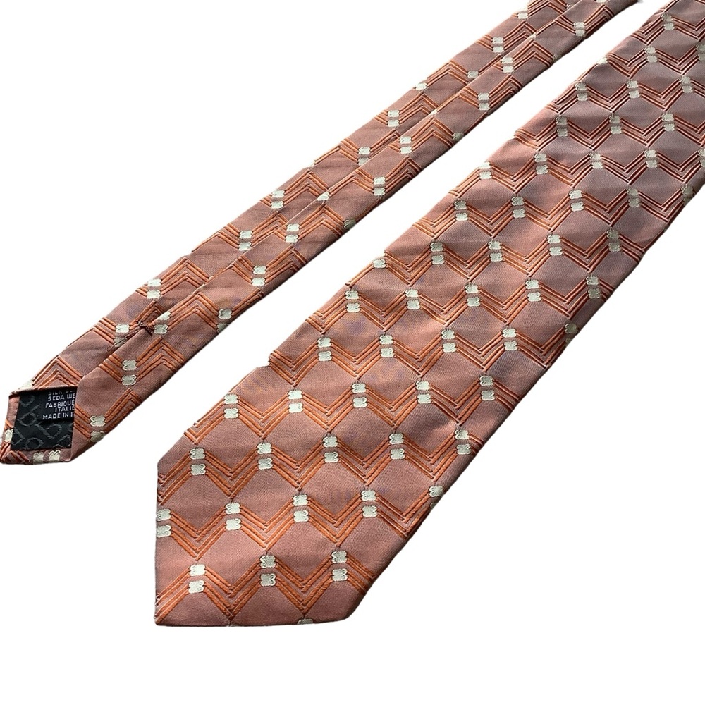 Bally Silk Neck Tie Coral White Floral